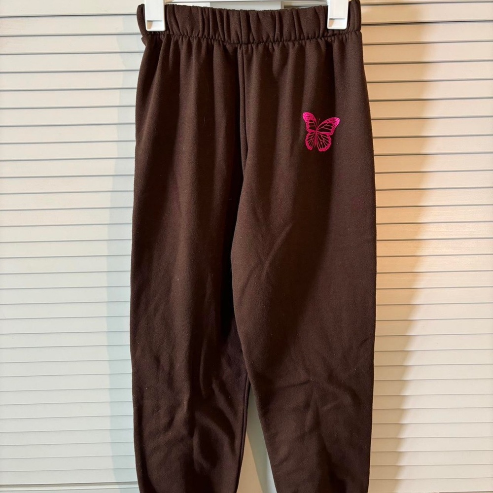 Brown Kids Bottoms with Pink Butterfly